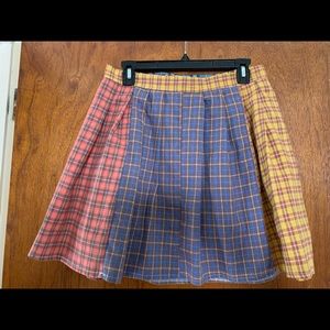 Multicolor Plaid Pleated Mini Skirt